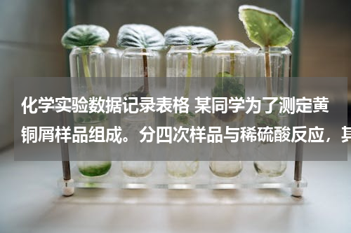 化学实验数据记录表格 某同学为了测定黄铜屑样品组成。分四次样品与稀硫酸反应，其实验数据记录如下表。（本题在化学说明指导...